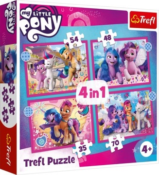 PUZZLE 4W1 KOLOROWE KUCYKI MY LITTLE PONY TREFL 4+