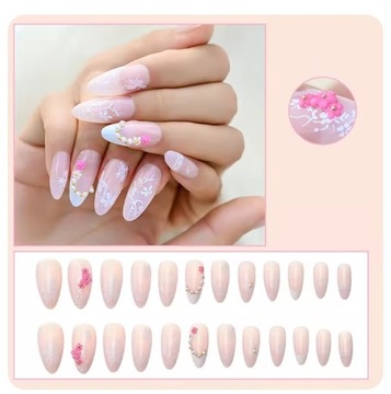 PAZNOKCIE SZTUCZNE TIPSY MIGDAŁ SAMOPRZYLEPNE 24SZT