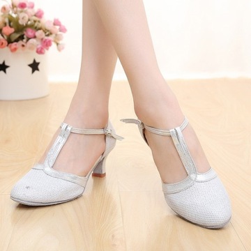 Baleriny 7cm Zdobione cekinami buty tańca wysokim obcasie B237-47