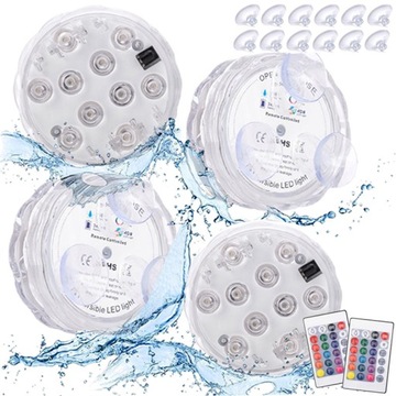 4x OŚWIETLENIE DO SPA BASENU PODWODNE BASENOWE LAMPKA LED RGB z PILOT IP68