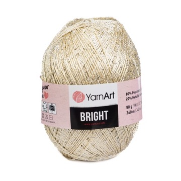 90g włóczka YA Bright beż + złota nitka 101