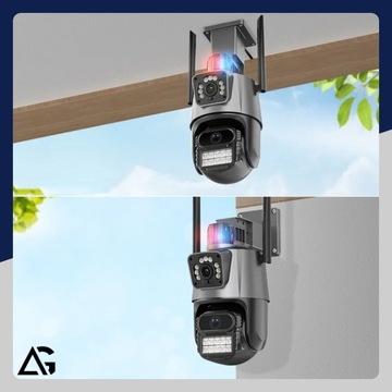 KAMERA ZEWNĘTRZNA WIFI OBROTOWA IP PODWÓJNA APLIKACJA ALARM DETEKCJA 2x4MP