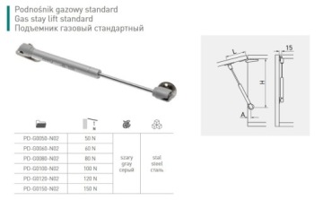Газлифт, мебельный актуатор GTV 100N POWERFUL