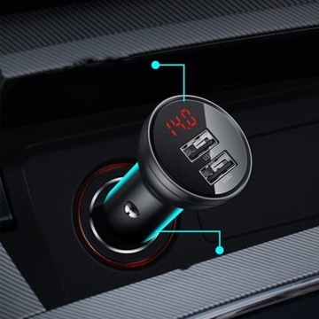 Автомобильное зарядное устройство Baseus 3в1 + кабель USB Type C/micro USB/Lightning