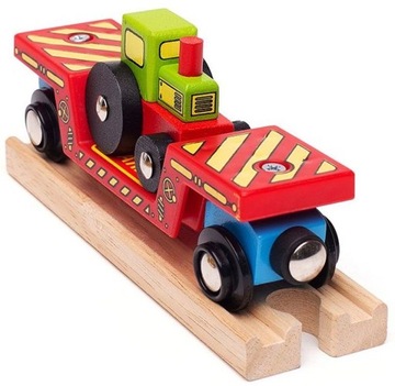 wagon laweta z traktorem kolejka drewniana BIGJIGS