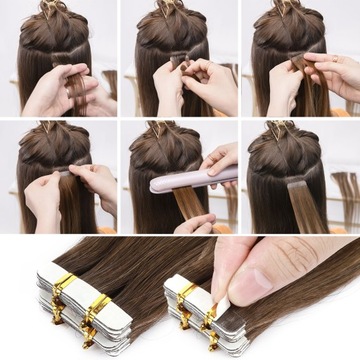 4шт-40см #70 Белая Сэндвич-ЛЕНТА НА ГУСТЫЕ НАТУРАЛЬНЫЕ ВОЛОСЫ невидимка