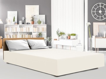 Prześcieradło z gumką 160x200 GRUBY JERSEY kolor jasny krem wysokie 25cm