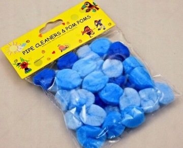 KOLOROWE POMPONY NIEBIESKIE OZDOBNE ARTYKUŁY