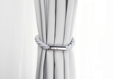 KLAMRA SPINKA MAGNES KURTYNA ZASŁONA SZNUR SZARA