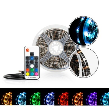 LED ТВ ЛЕНТА ПОДСВЕТКА ТЕЛЕВИЗОРА RGB 5V USB 3M + ПУЛЬТ ДУ