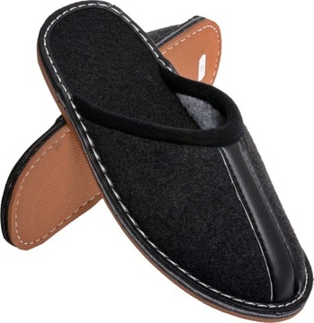 ТАПОЧКИ МУЖСКИЕ ИЗ ПАЛЬСКОГО ВОЙЛА черные 41