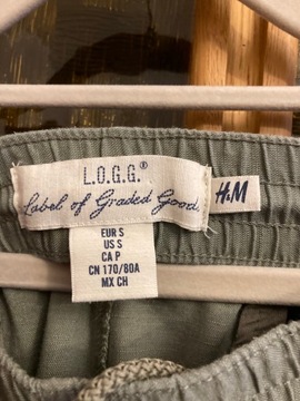 SPODNIE MĘSKIE H&M LOGG (S) 170 KHAKI LEN BAWEŁNA KIESZENIE