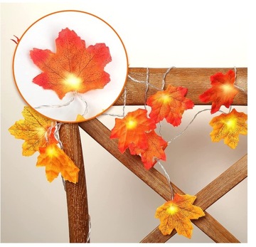 ОСЕННЯЯ ГИРЛЯНДИЯ ИСКУССТВЕННЫЕ ЛИСТЬЯ УКРАШЕНИЕ СВЕТОДИОДНАЯ ЛАМПА