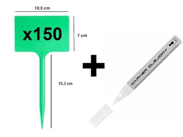 Tabliczki zielone do opisu roślin 150 szt.+marker