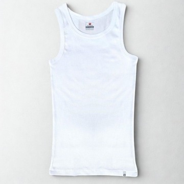 PODKOSZULKA MĘSKA NA RAMIĄCZKACH BAWEŁNA PRĄŻEK BIAŁY PODKOSZULEK MĘSKI S