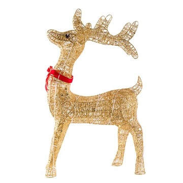 Podświetlana dekoracja świąteczna renifera z czerwonymi kokardkami do ogrodu na werandzie 1,2 m