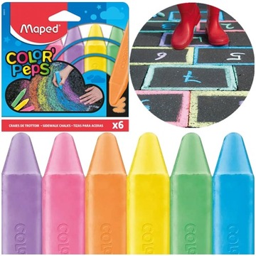 KREDA CHODNIKOWA TABLICOWA JUMBO GRUBA COLORPEPS MAPED 6 KOLORÓW