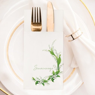 ZESTAW ozdób Komunia Serwetki Kieszonki Bieżnik