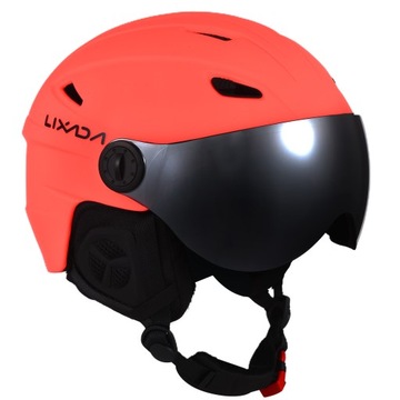 KASK NARCIARSKI Z GOGLEM PROFESJONALNY KASK OCHRONNY M/L:58-62CM Pomarańczowy