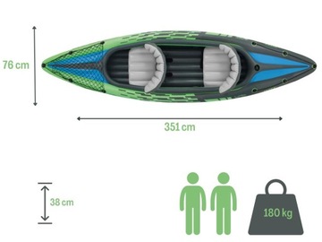 Челленджер 2 2-местный каяк Насос Intex + лопасть 68306 МОДЕЛЬ 2024 г.