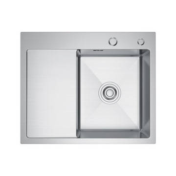 Zlew stalowy srebrny INOX jednokomorowy z lewym ociekaczem 58x48 Melanstar