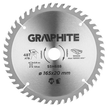 GRAPHITE TARCZA WIDIOWA PIŁA ZAGŁĘBIARKI 165mm Z48