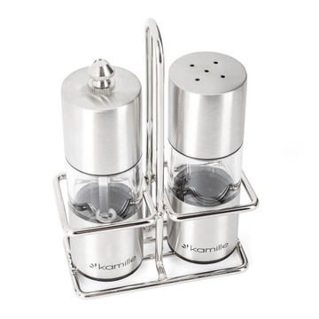 MŁYNEK DO PRZYPRAW ZESTAW SOLNICZKA I PIEPRZNICZKA NA STOJAKU KAMILLE