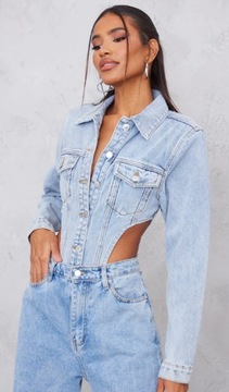 PRETTYLITTLETHING DAMSKIE BODY JEANSOWE 34 EJB