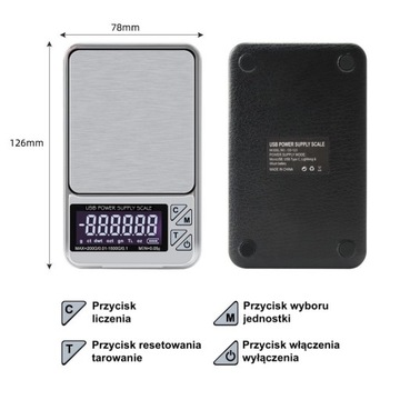 WAGA JUBILERSKA ELEKTRONICZNA 0,01G 1000G 1KG USB