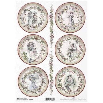 Papier ryżowy do decoupage ramki kobiety vintage