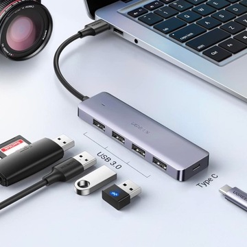 UGREEN ADAPTER HUB SPLITTER 4x USB 3.2 НА КОМПЬЮТЕР ПЕРЕДАЧА ДО 5 Гбит/с