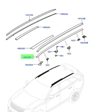 НОВАЯ накладка на крышу левая RANGE ROVER VELAR 2017-