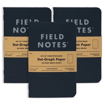 Notes Field Notes Pitch Black Memo Small - Kropki - 3 Pack