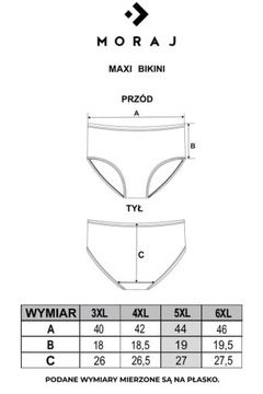 CZARNE MAJTKI FIGI DAMSKIE PLUS SIZE WYSOKI STAN DOPASOWANE MORAJ 3-PAK 4XL