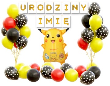 Zestaw Dekoracji Balony Urodzinowe Pokemon Imię
