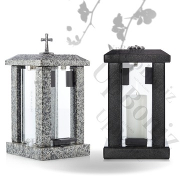 SWED Grave Lantern Черный гранитный могильный фонарь со свечой и крестом