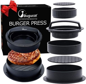 NIEPRZYWIERAJĄCA PRASA DO BURGERÓW HAMBURGERÓW PARTY 3 w 1 FORMA + PAPIER