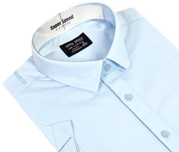Koszula męska błękitna na krótki rękaw BK112 gładka r. XL/XXL