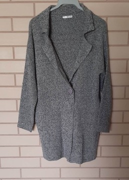 Szary melanż kardigan sweter zapinany na guzik M/L