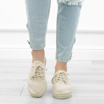 BEŻOWE ESPADRYLE PLATFORMA TENISÓWKI BL1905-8 r.39