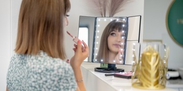 Зеркало для макияжа Humanas HS-ML04 со светодиодной подсветкой - черное