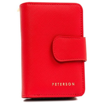 PETERSON skórzany damski portfel na zatrzask RFID