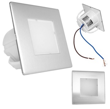 Oprawa SCHODOWA 230V LED lampka KWADRAT srebrna