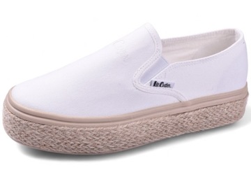 Buty Damskie Lee Cooper Espadryle Wsuwane Trampki białe platforma 2430 r.40