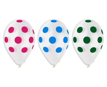 Balony Kolorowe Grochy Transparentne 33 cm 5 szt.