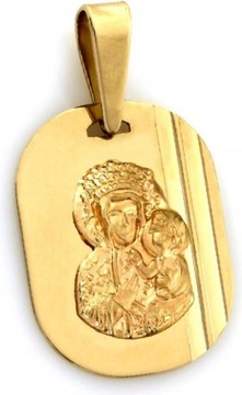Złoty medalik 333 owalny z Matką Boską chrzest Komunia Święta pamiątka