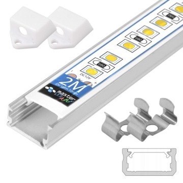 PROFIL LED Do TAŚMA aluminiowy + KLOSZ 2M zaślepka uchwyt