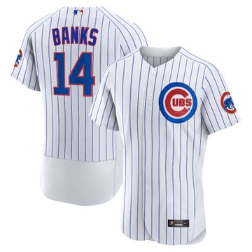 Autentyczna koszulka emerytowanego zawodnika Ernie Banks White Chicago Cubs