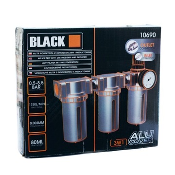 FILTR ODWADNIACZ ODOLEJACZ REDUKTOR SEPARATOR POWIETRZA KOMPRESOR 1/2 BLACK