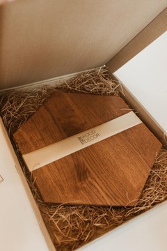 DREWNIANE PANELE ŚCIENNE HEKSAGON MAGNETYCZNY MINI KASZTAN